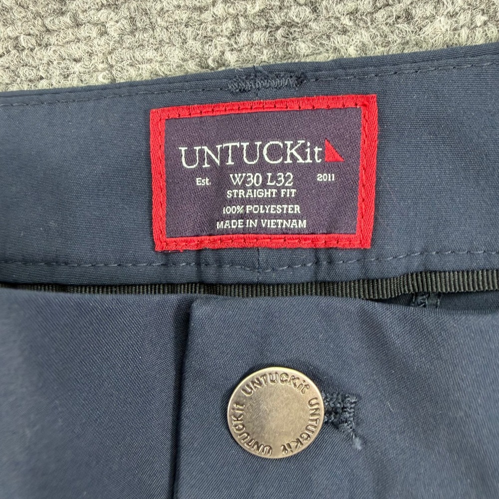 UNTUCKit‎ Pants Mens 30x32 (Fits 31x27) Navy Chancellor Straight Fit Polyester - Picture 2 of 14